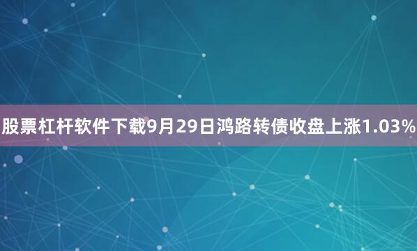 股票杠杆软件下载9月29日鸿路转债收盘上涨1.03%